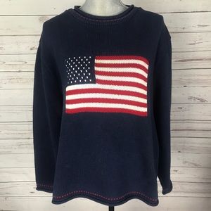 Cotton on USA flag Navy knit sweater Sz XL
